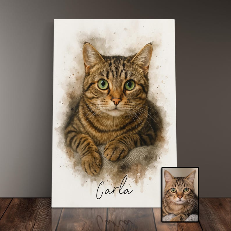 Custom Watercolor Cat Painting Memorial Pet Portrait Gift For Cat Lovers Custom Cat Portrait From Photo Pet Remembrance Portrait Cat Drawing