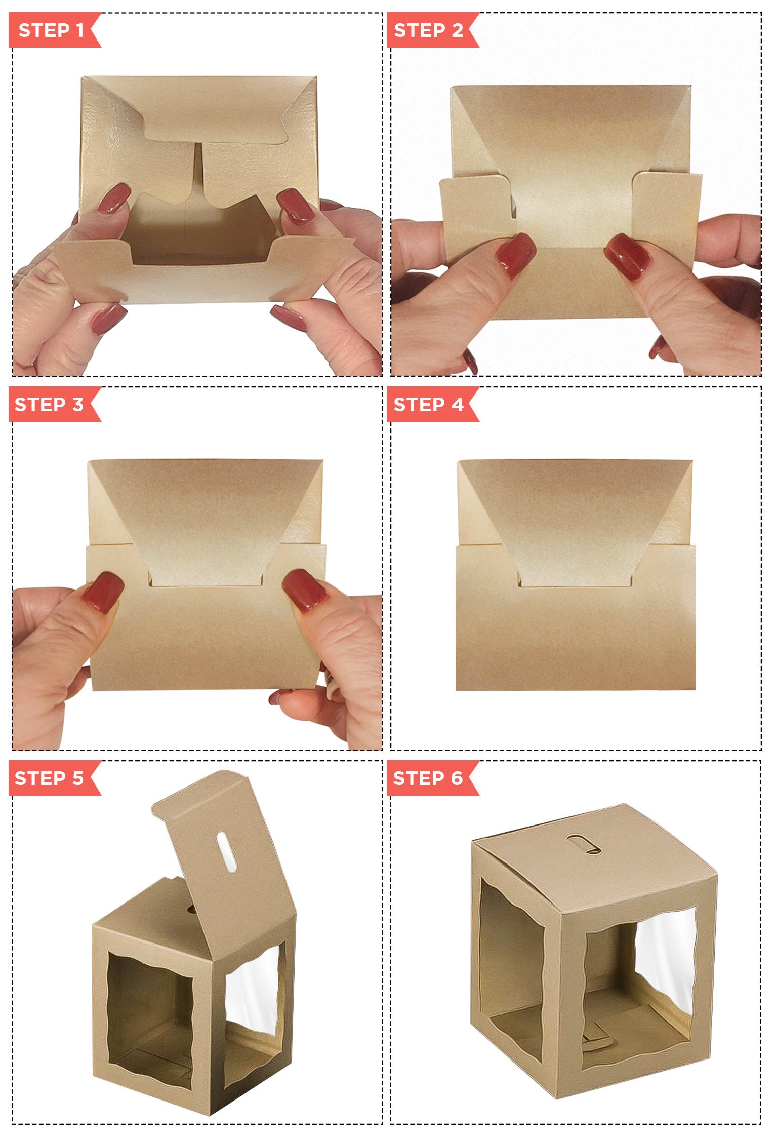 Candy Apple Boxes With Hole 12 Pack 4X4X4 Inch Caramel Apple Boxes With