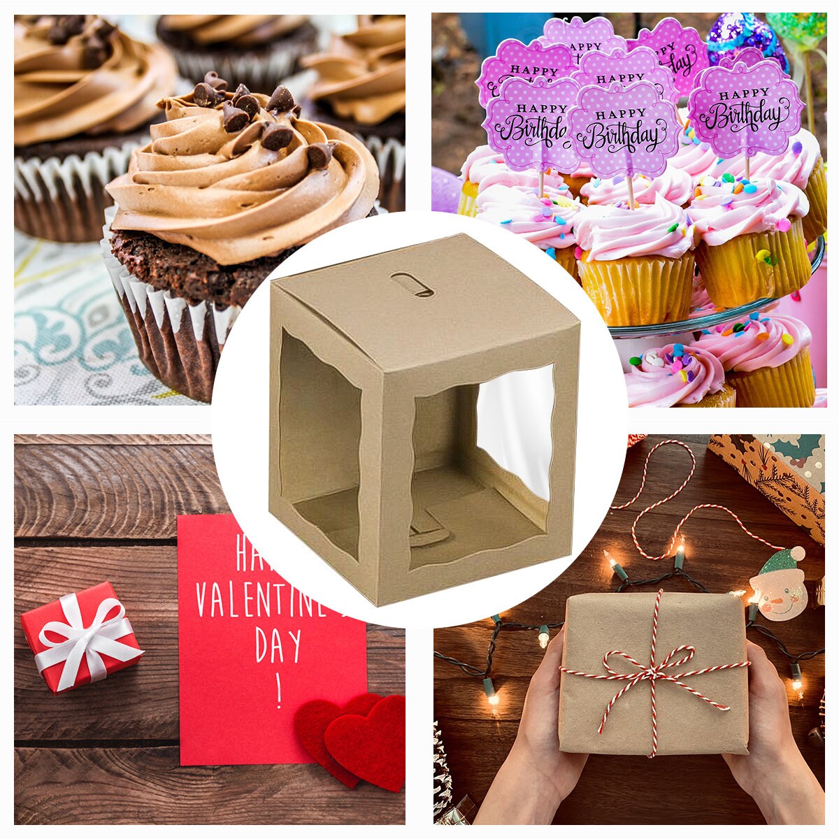 Candy Apple Boxes With Hole 12 Pack 4X4X4 Inch Caramel Apple Boxes With