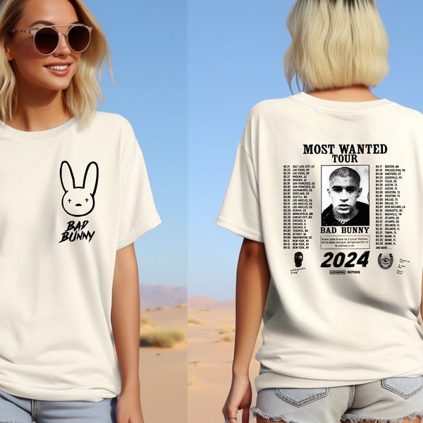 Bad Bunny Most Wanted Tour 2024 Back and Front Shirt,