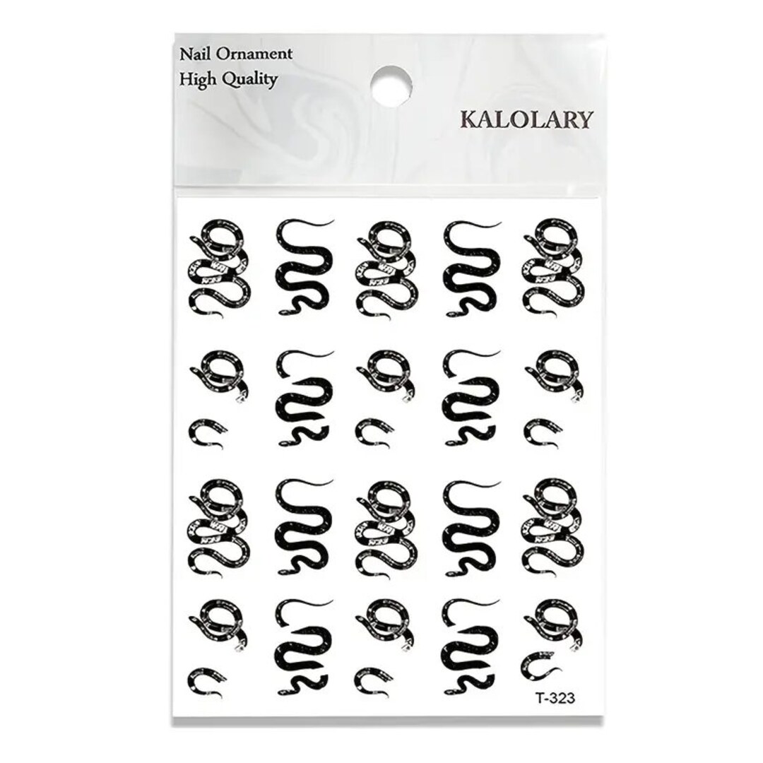 Snake Nail Stickers Black Snake Nail Art Stickers Decals 3D Etsy