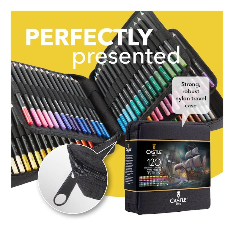 Castle Art Supplies 120 Colored Pencils Zipper Case Set Etsy
