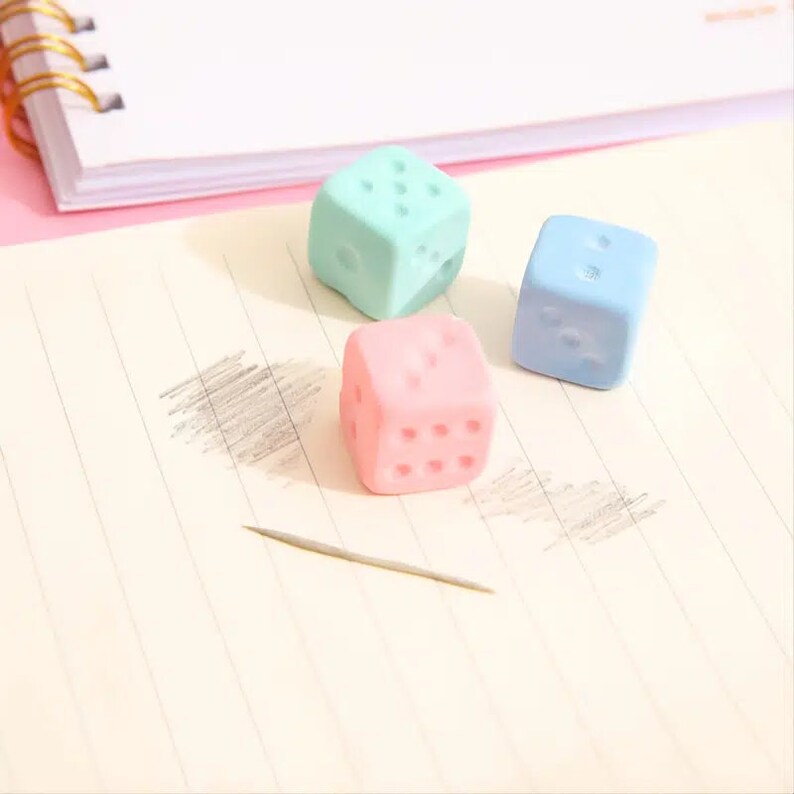 3pcs Eraser Cute Dice Shape Eraser Color Random Etsy