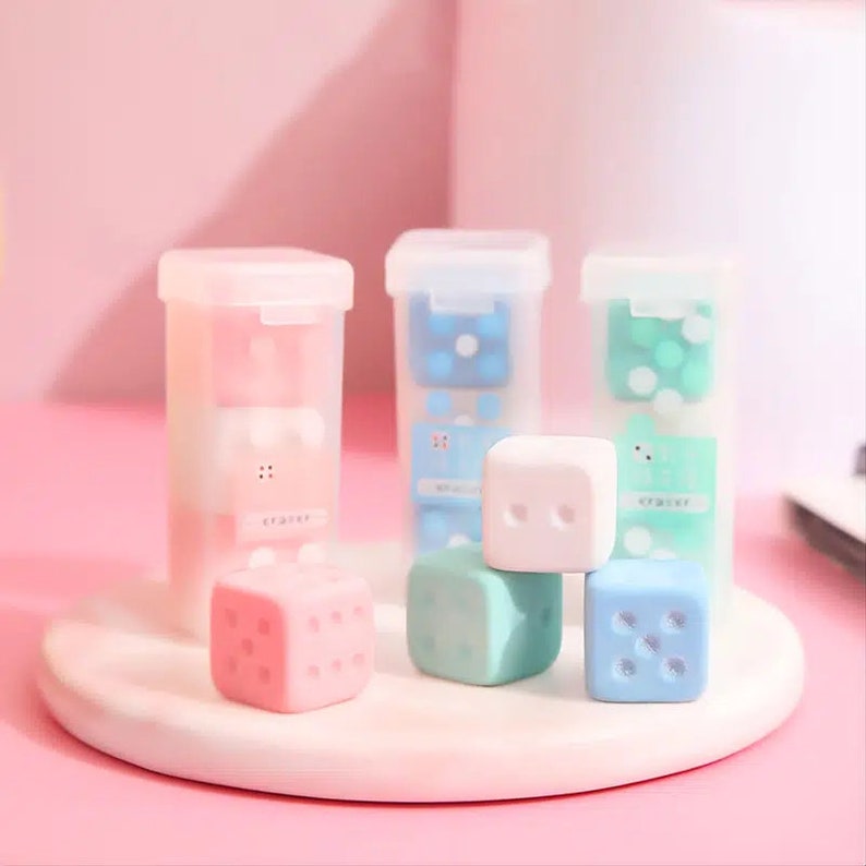 3pcs Eraser Cute Dice Shape Eraser Color Random Etsy