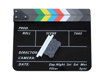 Movie Directors Clapboard | Photography Studio Video TV Acrylic Clapper Board Dry Erase Film Slate Cut Action