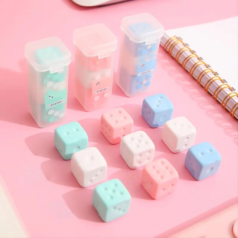 3pcs Eraser Cute Dice Shape Eraser Color Random Etsy