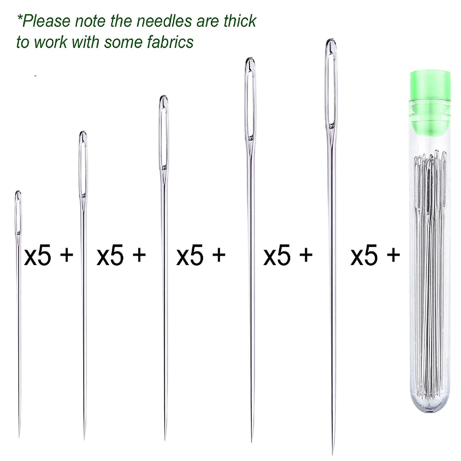 25 Large Eye Stitching Needles 5 Sizes Big Eye Hand Sewing Etsy
