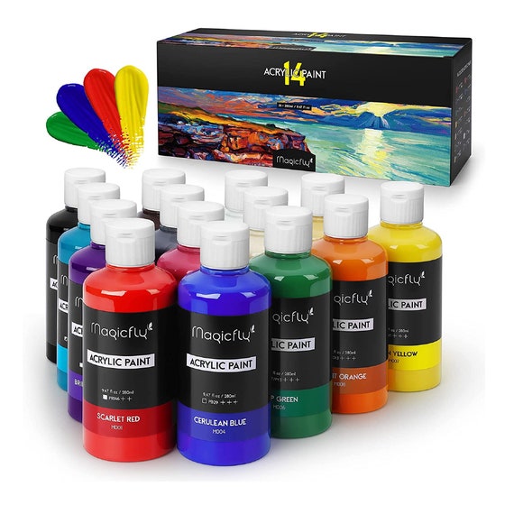 Magicfly Bulk Acrylic Paint Set 14 Pigmentrich Colors 280 Etsy