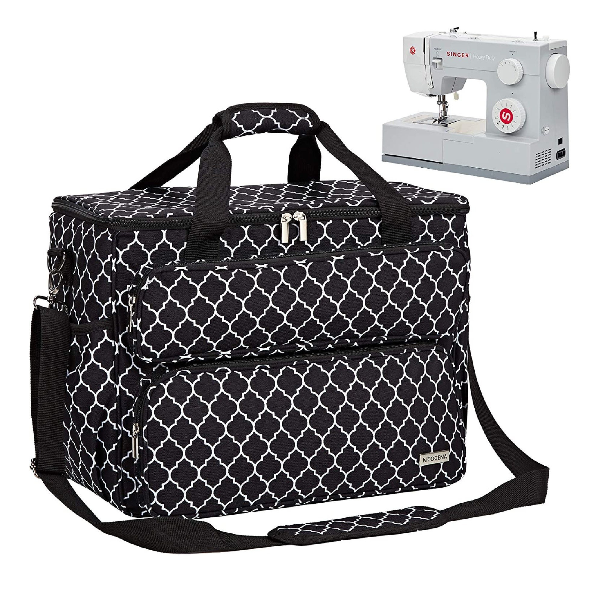 クラシカルレインボーハッピーバード 送料無料Sewing Machine Case, 600D Nylon Tote Carrying  Suitcase Bag with Shoulder St