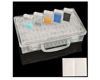 64 caja ajustable organizador de pierdas diamond drawing KAKOO caja de diamante de pitura de herramiente transparente almacenamiento 64 compartimento plástico 