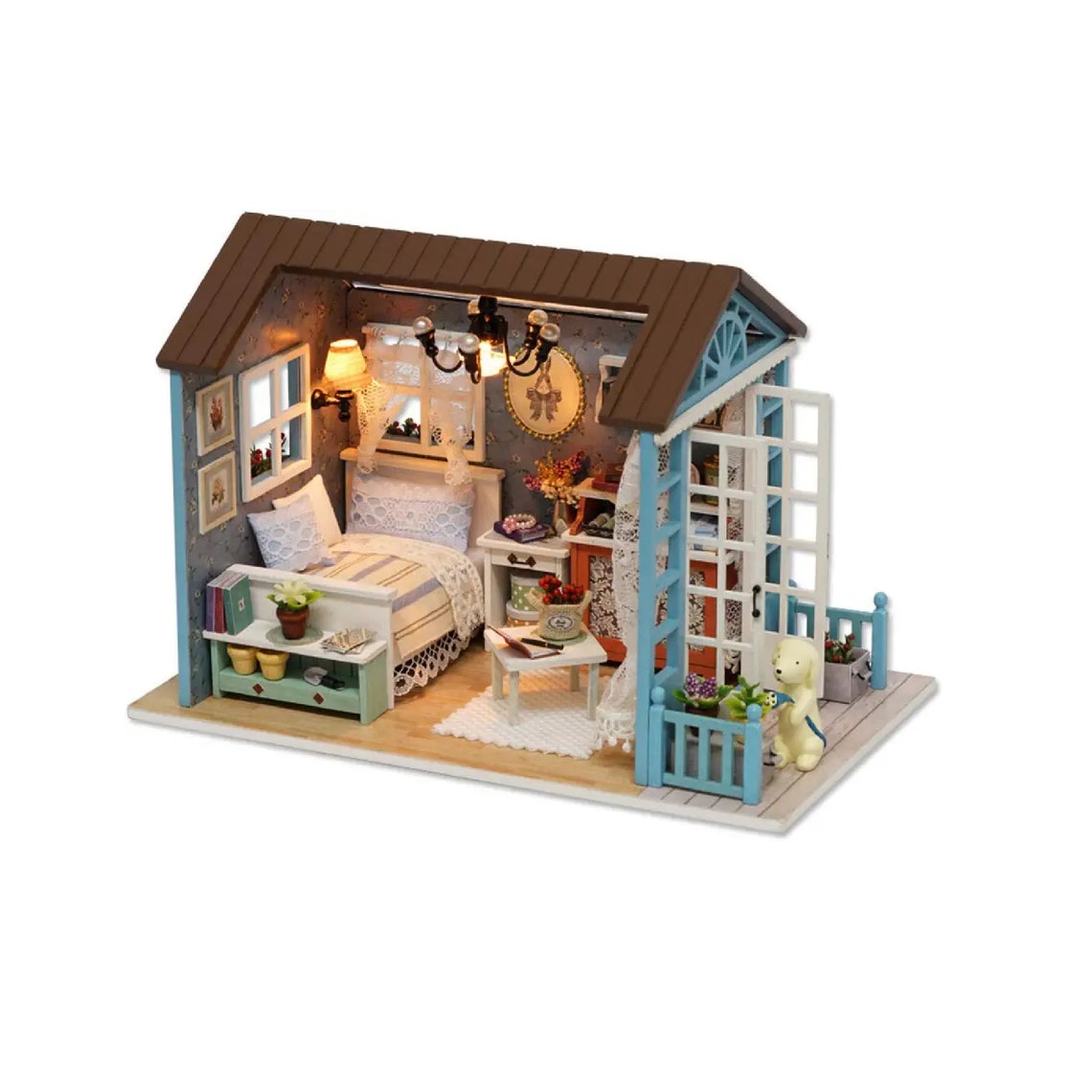 Tukiie DIY Miniature Dollhouse Kit 124 Scale Wooden Etsy