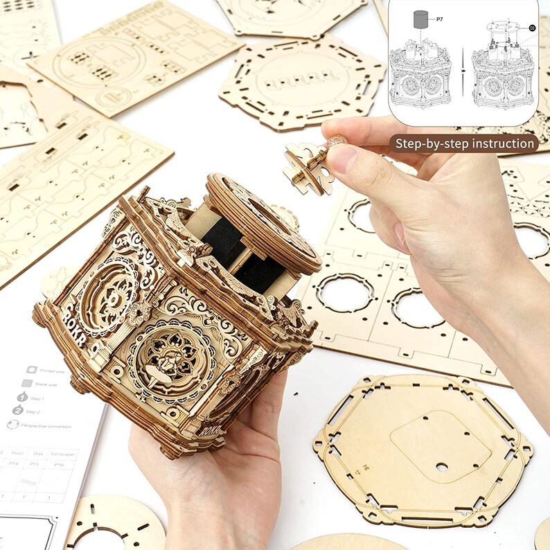 ROKR 3D Wooden Puzzles Music Box Secret Garden Model Kits Etsy