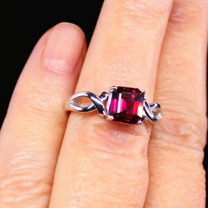 Rhodolite Garnet Ring: 2.69ct Octagon Cut Sterling Silver, Size 7