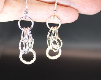 Artisan Sterling Silver Dangle Earrings: Circle of Life Design
