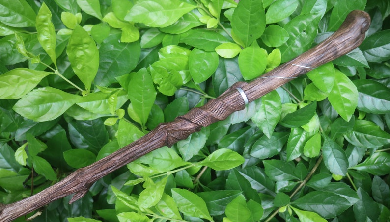 Hand Carved Wiccan Wands, Custom Magic Wand, Branches Wand, Altar Wand, Larp Weapon, Sycamore Wand image 1