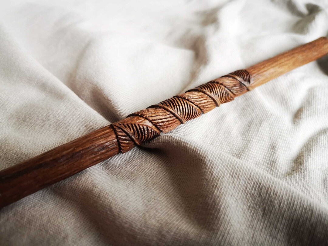 Carved Feather Wands,hand Crafted Wand, Custom Magic Wand, Altar Wand