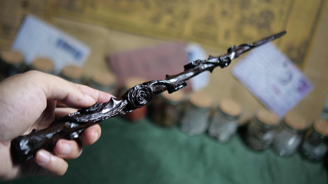 Hand Crafted Rose of Thorns Wands Custom Wooden Wands Wizard Etsy
