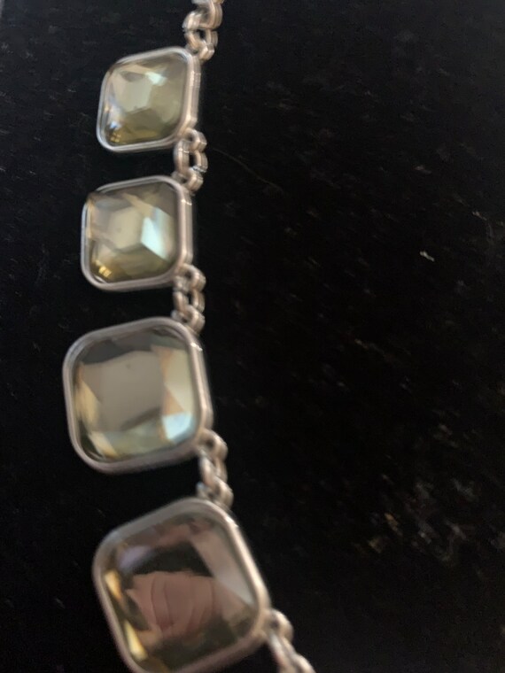 Silvertone Square Rhinestone Statement Necklace - image 4