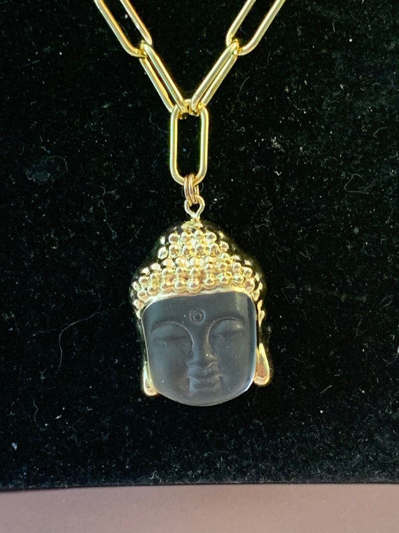 Gold and crystal Buddha necklace