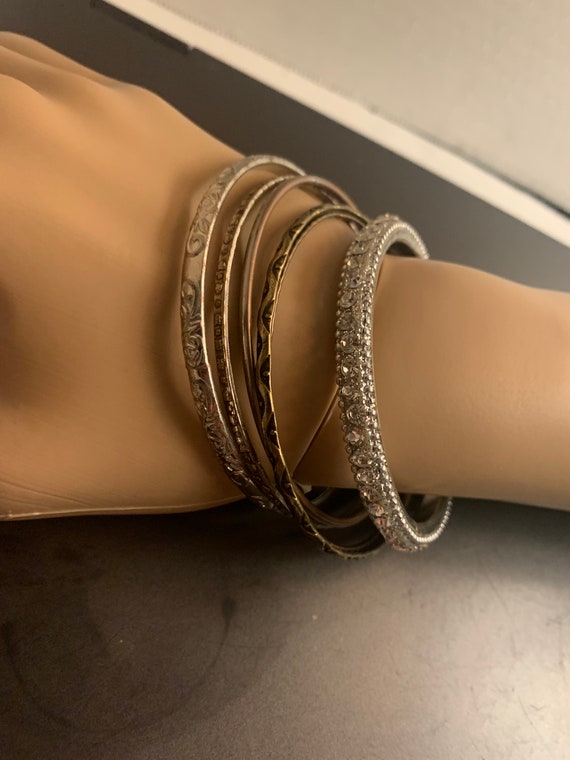6 STACKABLE SILVERANDGOLDTONE BANGLES - image 6