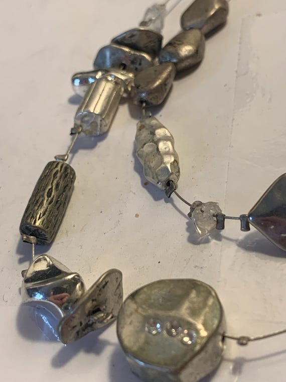 Multi Silver Beaded two Strand Wire Necklace by C… - image 7