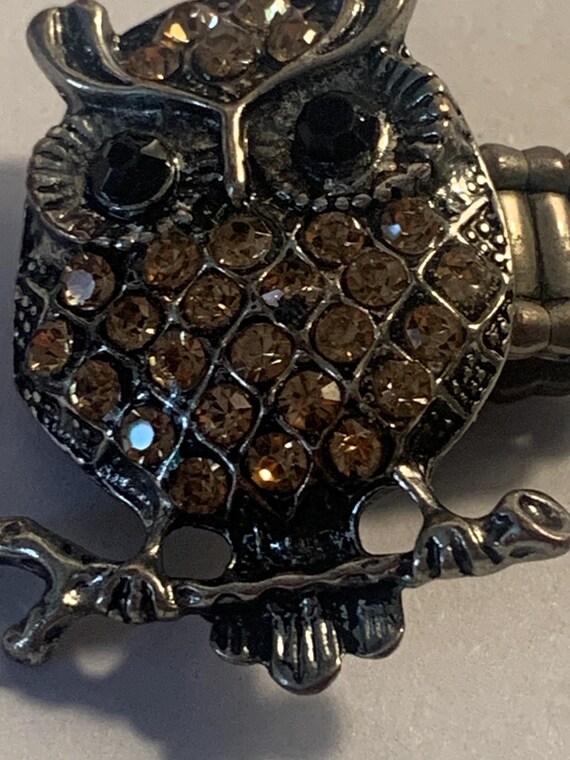 Stretch Band Rhinestone Owl Ring - image 5