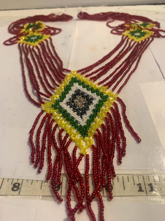Native American Seed Beaded Necklace Needs Clasp View 6