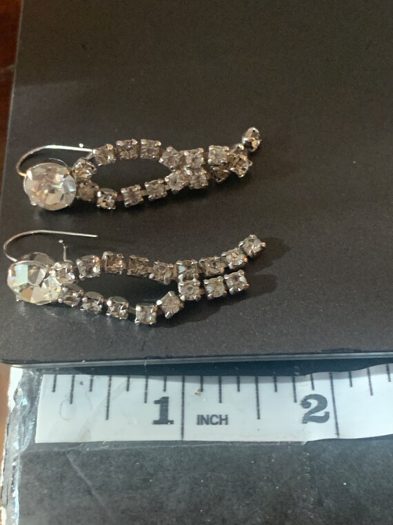 Silver Rhinestone Dangling Earrings - image 5