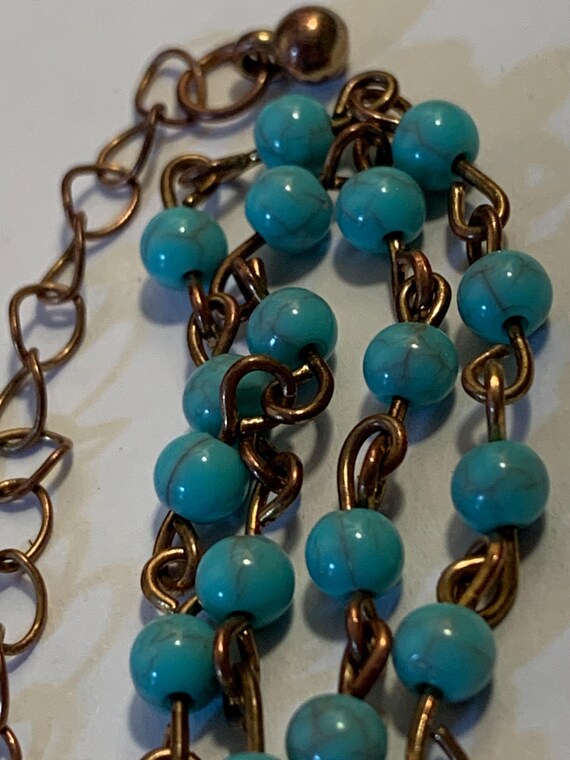 Turquoise Beaded Anklet - image 4
