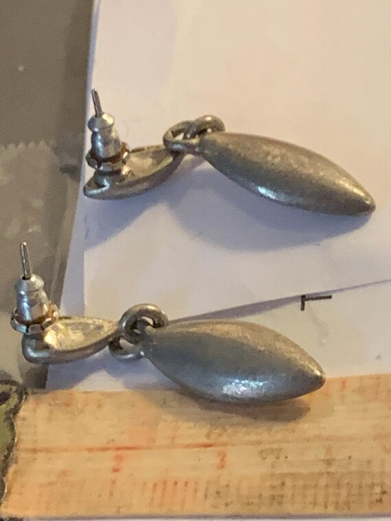 Silver Stud Dangling Earrings - image 4