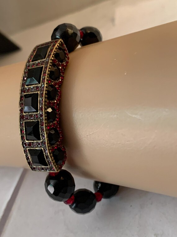 Ruby Glass Beaded Brass Bracelet - image 3