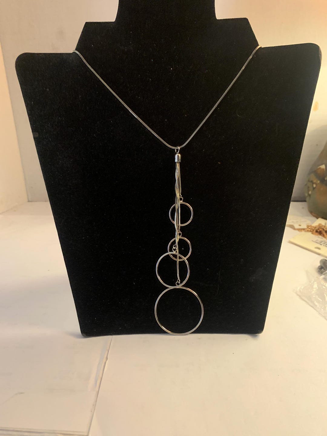Dangle Rings Silver Silver Dangling Rings Pendant Necklace - Etsy