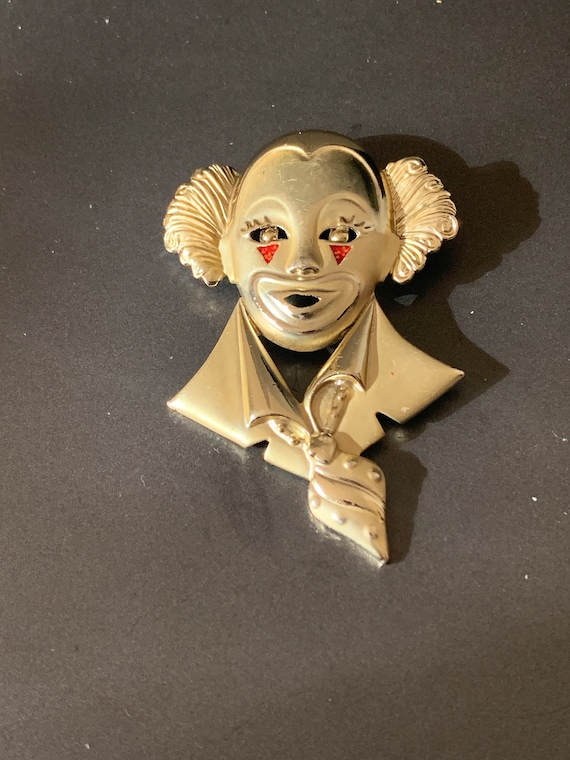 Broche Vintage Clown émaillée JARDAIN Paris - Dorée - Occasion