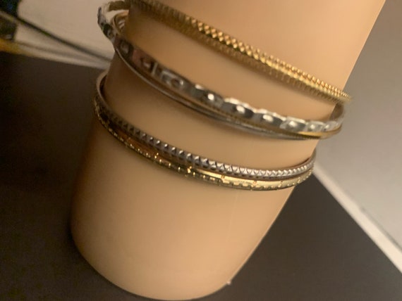 6 STACKABLE SILVERANDGOLDTONE BANGLES - image 3