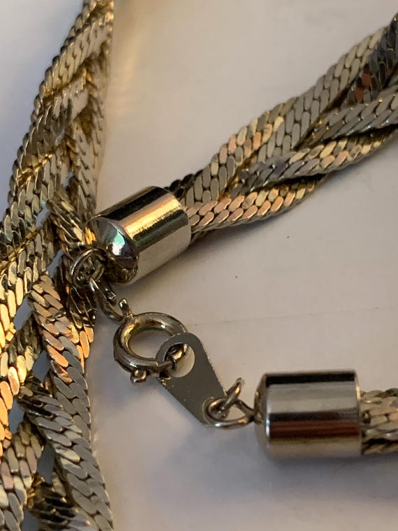 Herringbone Two Tone Braided Solid Chain Necklace - image 6