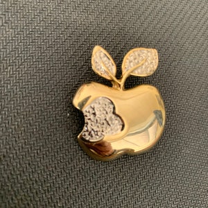 Vintage Park Lane Signed Gold and Silver Tone Apple Pin