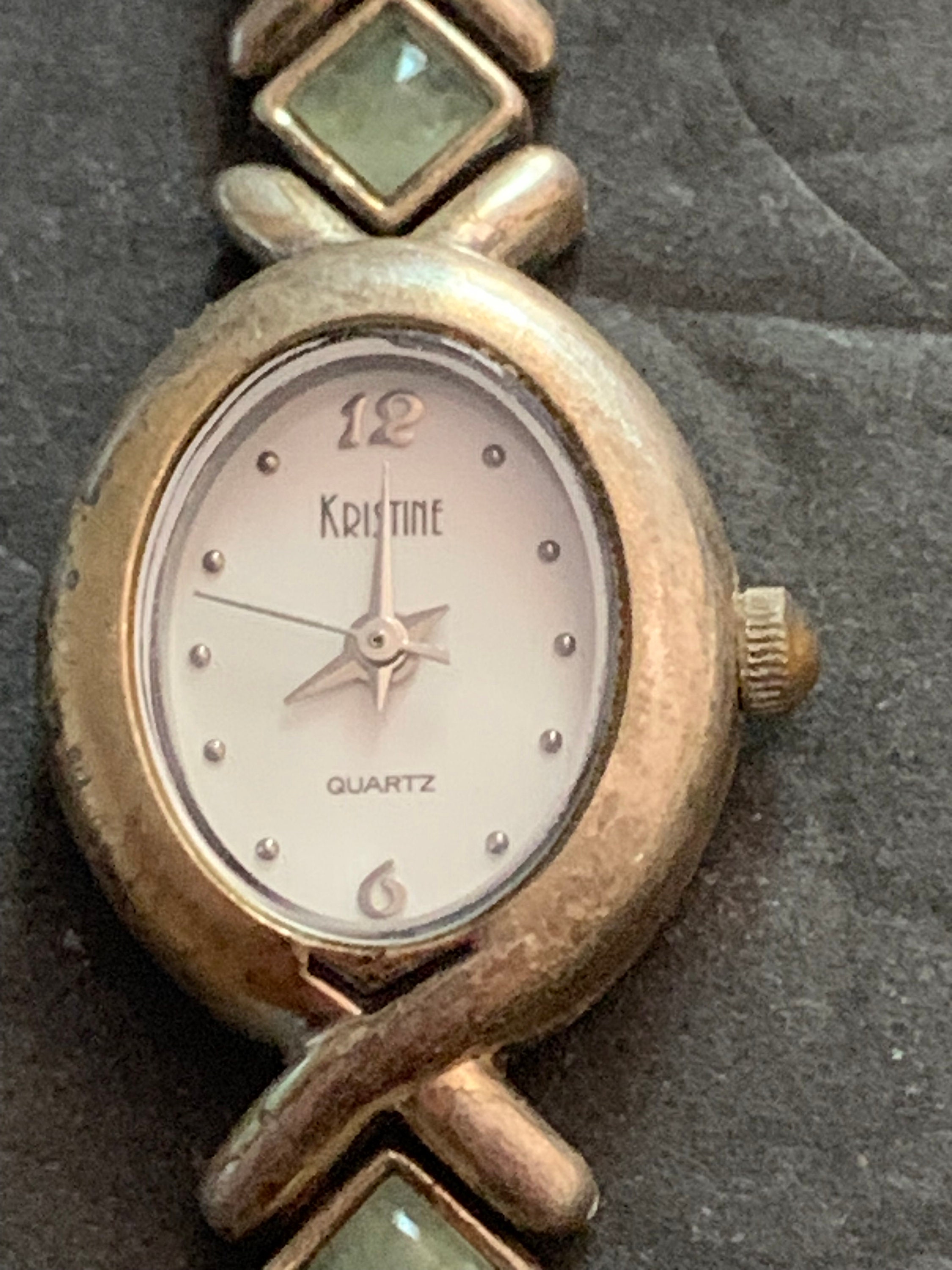 Kristine Gold Tone Watch Stainless Steel Beaded Band Etsy