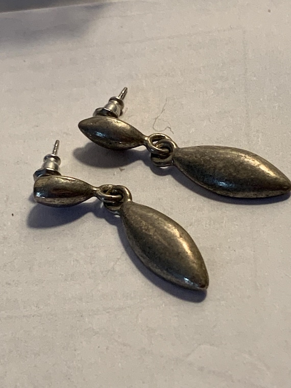 Silver Stud Dangling Earrings - image 1