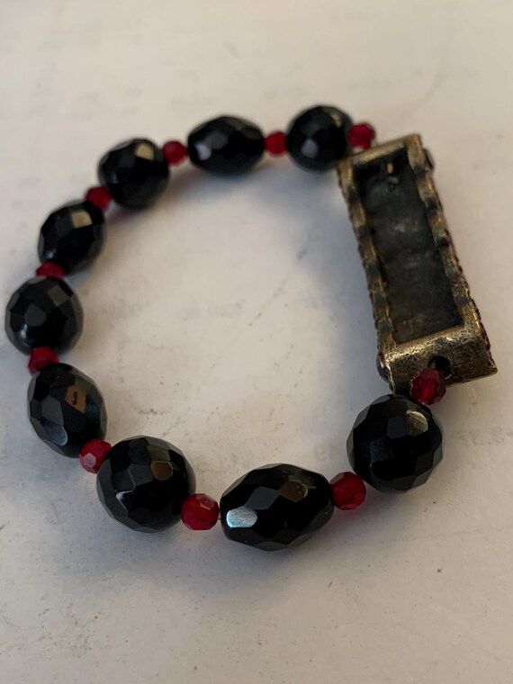 Ruby Glass Beaded Brass Bracelet - image 5