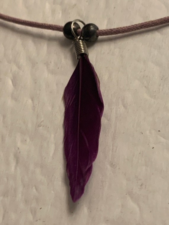 Boho Maroon Feather Pendant - image 6