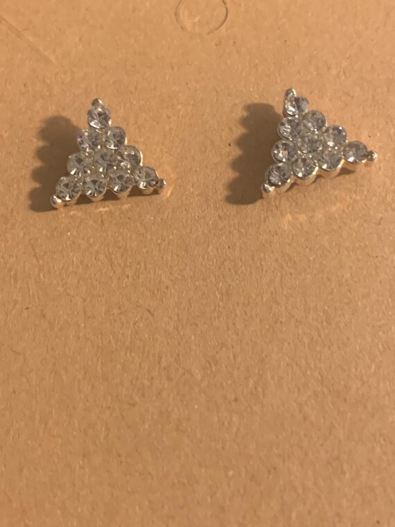 Rhinestone Triangle Stud Earrings - image 1