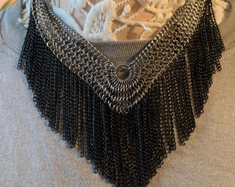 Black and Silver Chain Bib Necklace