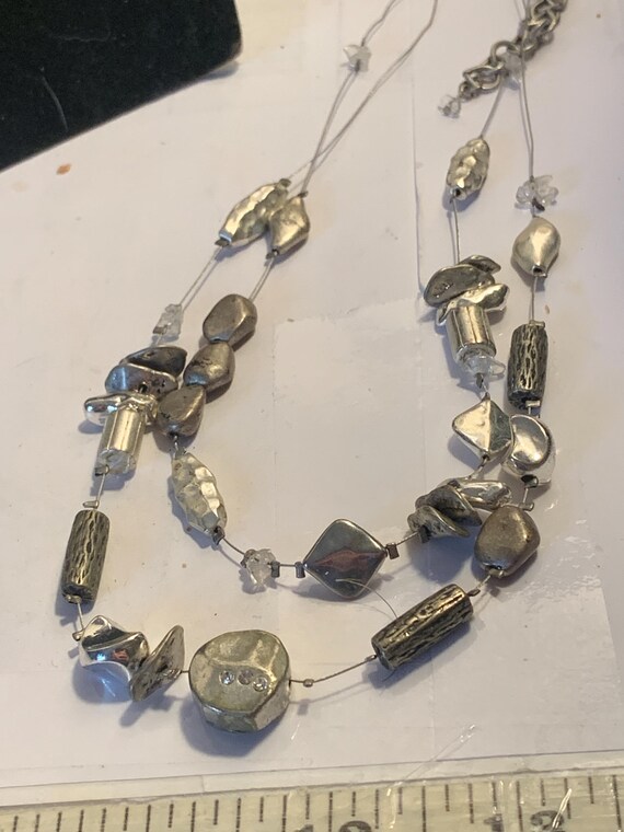Multi Silver Beaded two Strand Wire Necklace by C… - image 5
