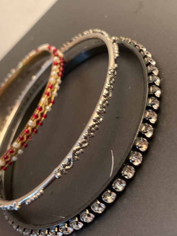 3 RHINESTONE STACKABLE BANGLES - image 5