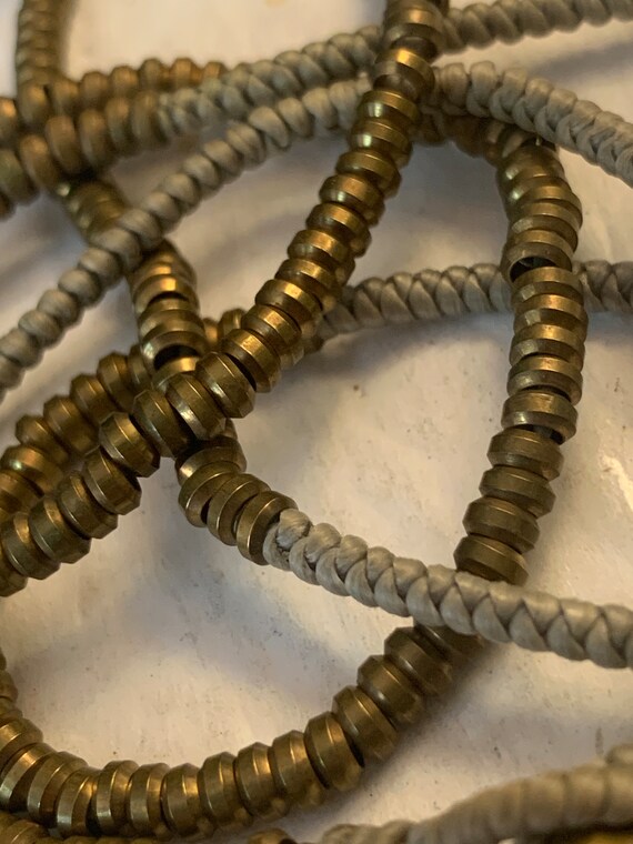 34 inch BRASS BEADED BRAIDED Cord Necklace - image 5