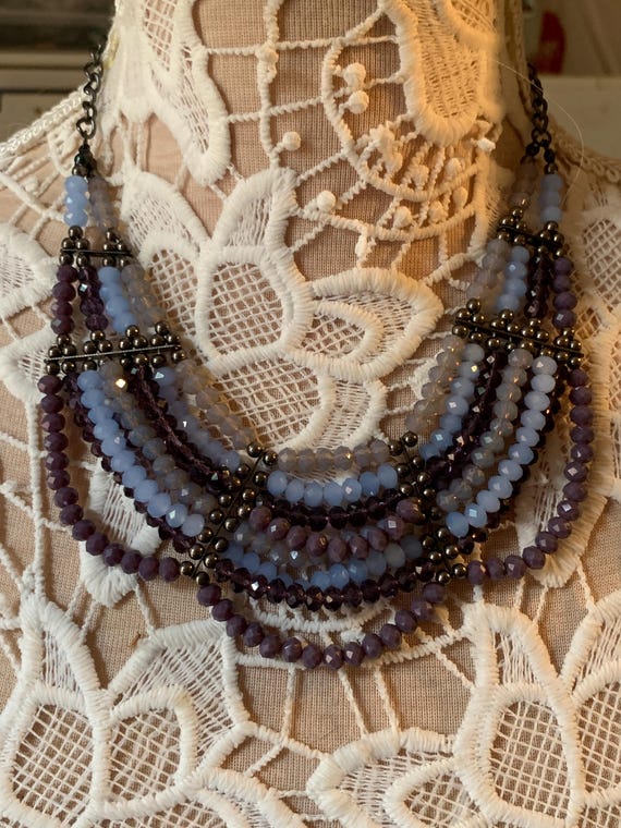 Layered Multi Strand Multi Colored Statement Bib … - image 2