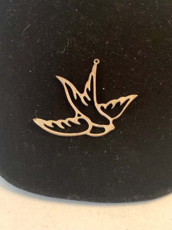 Soaring Silver Sparrow Bird Pendant