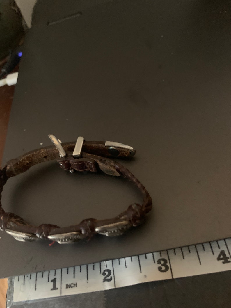 Silver and Brown Leather Belt Bracelet Etsy