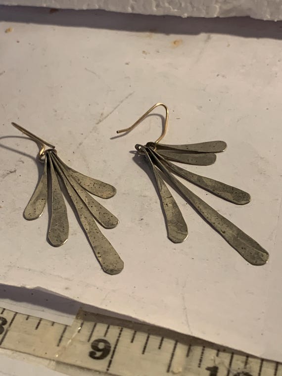 Dangling Silver Feather Hook Earrings - image 2