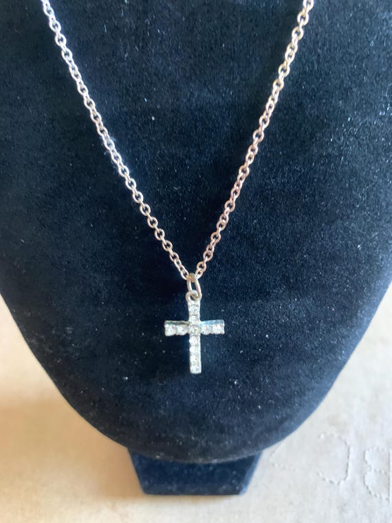 Silvertone Rhinestone Cross Pendant by Laura Jarrell